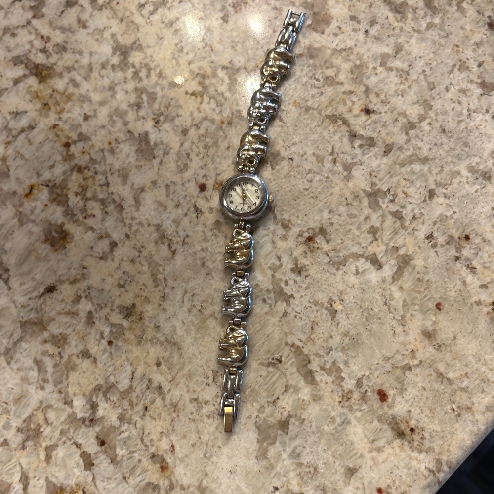 Silver and Gold Tone Watch with Elephant Links